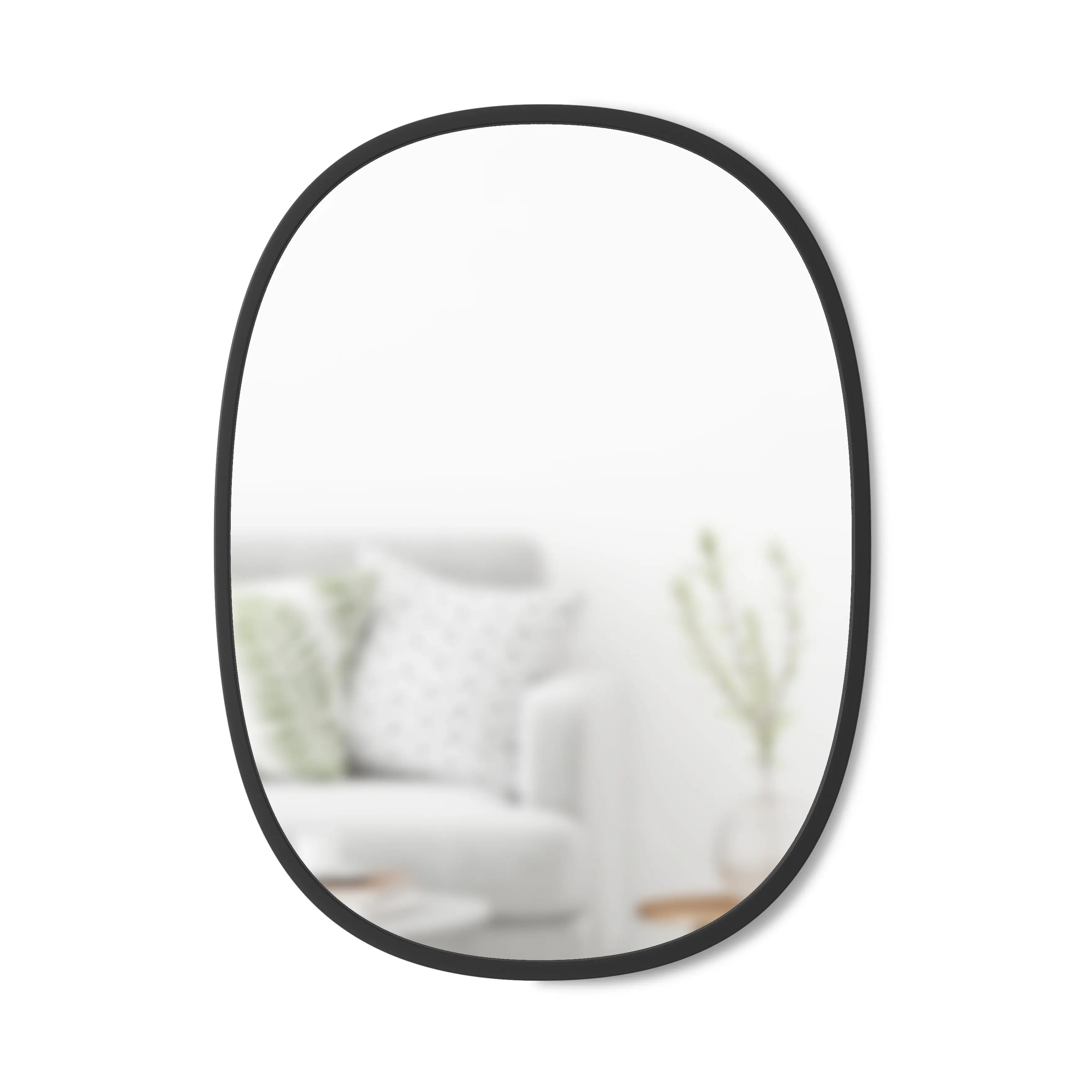 Umbra Hub Oval Wall Mirror, Large Decorative Rubber Frame, Versatile for Vertical or Horizontal Hanging, Perfect for Any Room - Choose Your Pack