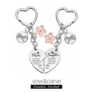 Mother’s Day Gift for Mom, Mom and Daughter Son Matching Heart Keychain, I Will Always Have You Engraved Gift, Womens Gifts, Gifts for Women, Mom Birthday Gifts, Dainty Fashion Jewelry