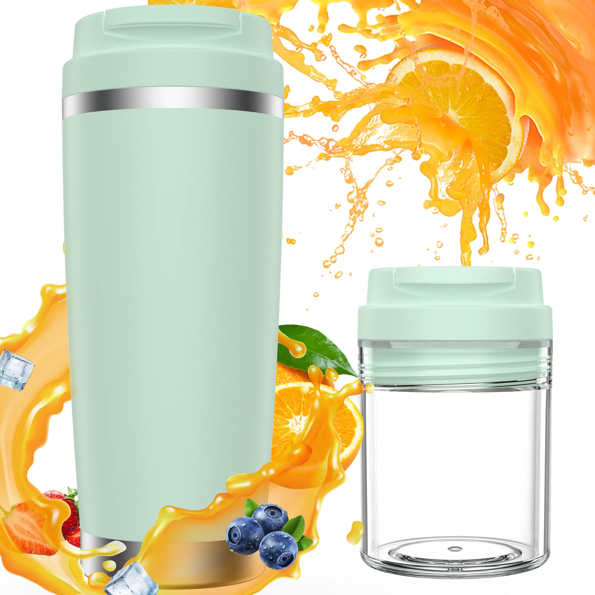 AIDEAMART Gym-Ready Portable Blender – 750ml Stainless Steel Cup, 120W Motor – Quick Protein Shake & Smoothie Maker, USB Rechargeable & Leakproof