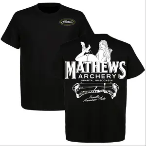 Sexy Girl Lying on Mathews Archery Logo T-shirt, Gift for Archery Hunting Lovers, Archery Tactical Gear, Unisex Short Sleeve Casual 100% Cotton