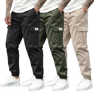 3 Pack Men's Tactical Cargo Pants, Elastic Waistband & Multi-Pocket Design, Perfect for Spring & Summer, Ideal for Outdoor Activities, Trouser, Menswear fathersdaygift