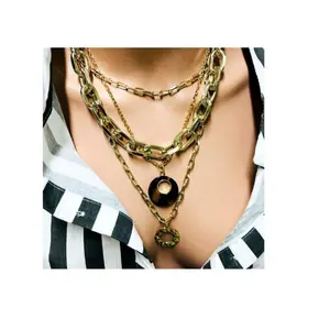 Multi Layer Chain Necklace with Designer Circle Pendants - 2 Necklaces, Can Be Work Separately, Ideal for Any Occasion