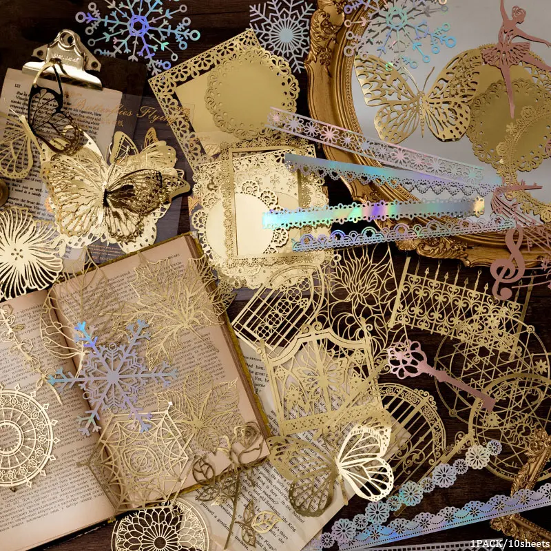 Lace Paper Set, Romantic DIY Decorative Material, Handmade Crafts, Perfect for Handmade Journals, Scrapbooking & Creative Projects, Pack of 10 Random Sheets