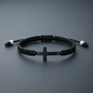 Graduation Gifts for Him Her – Cross Bracelet Black Braided Rope Unisex Christian Jewelry for Men Women, Daughter, Son, Inspirational Faith Keepsake