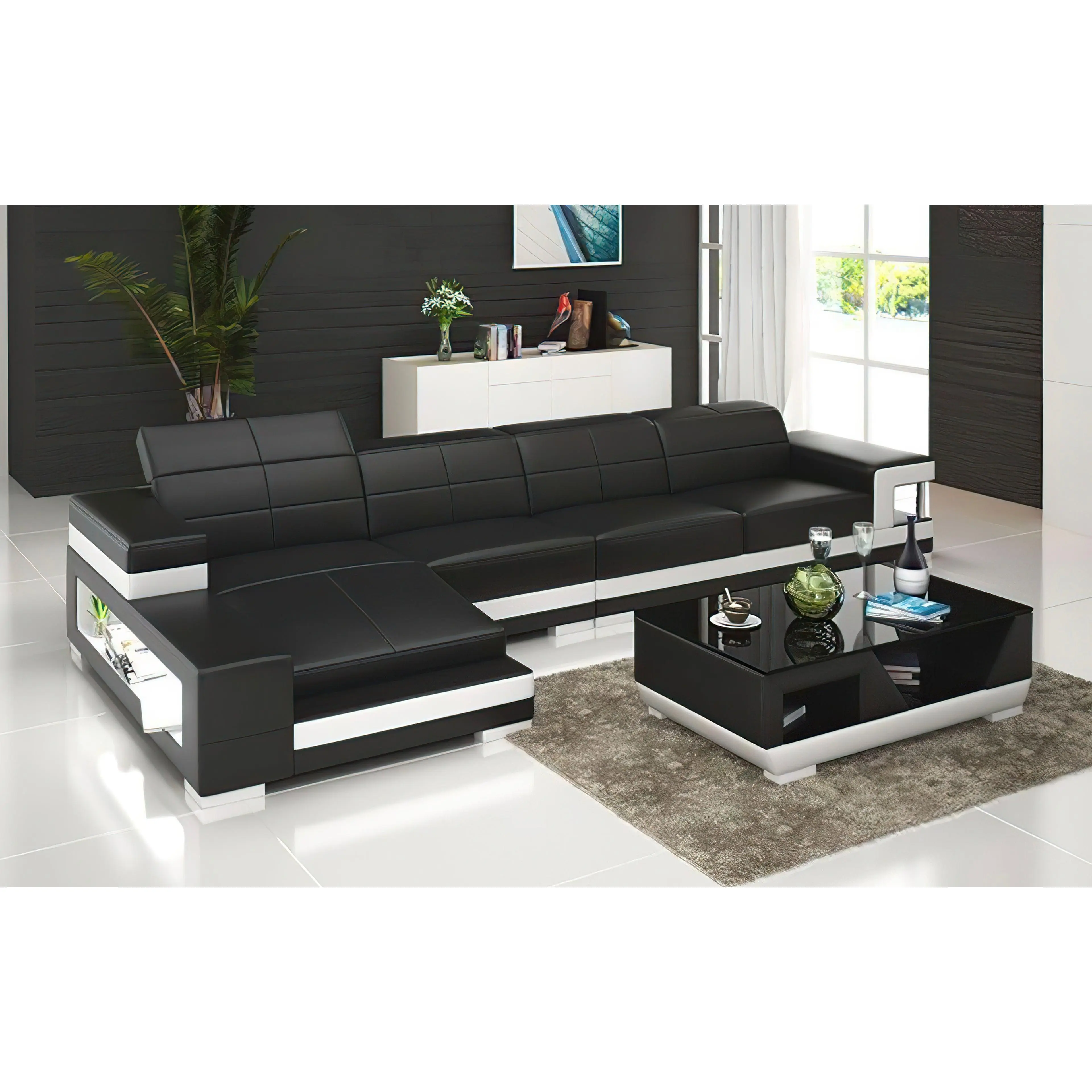 Zakary Leather Sectional with Storage