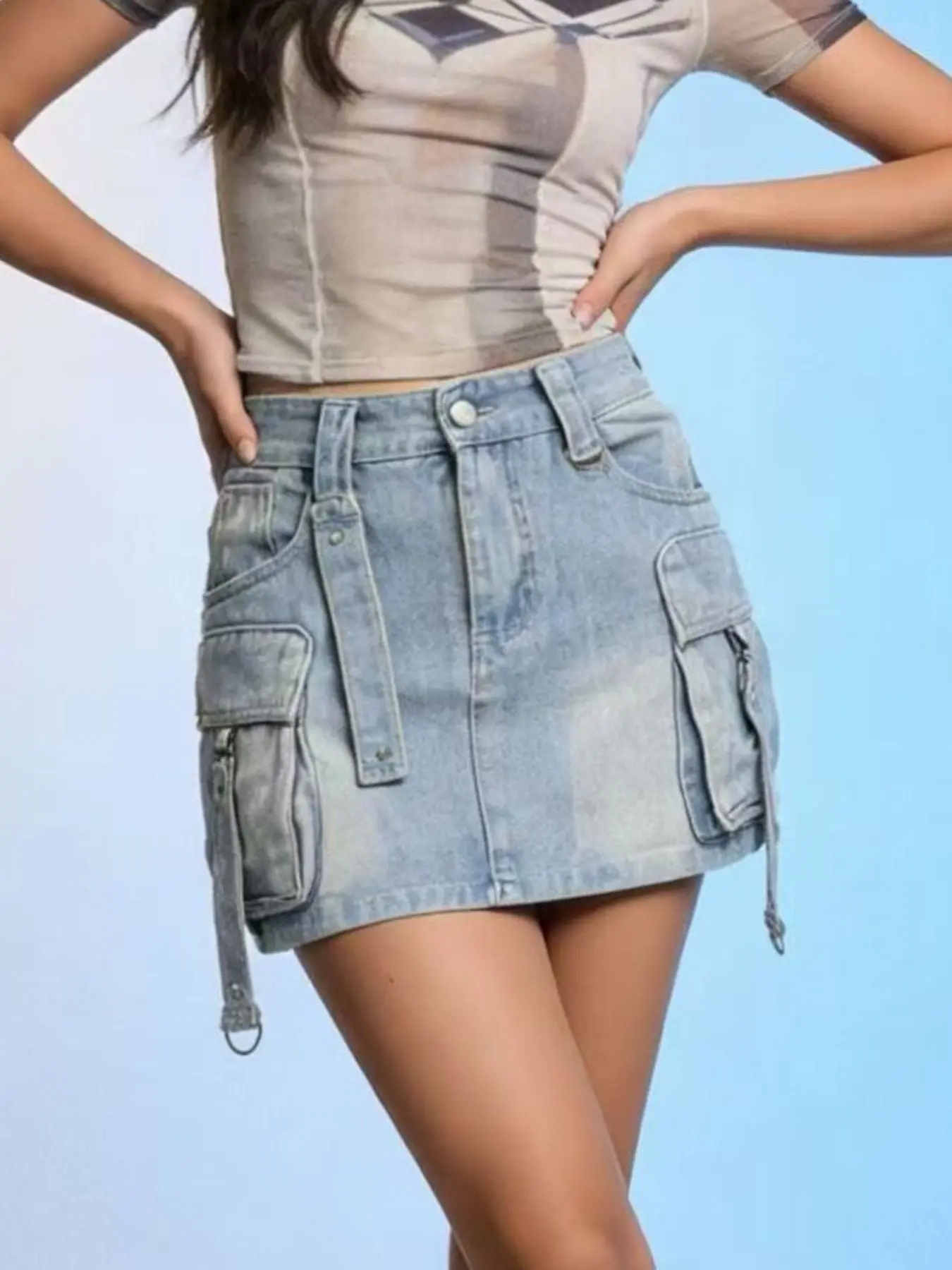 Cargo Denim Skirt
