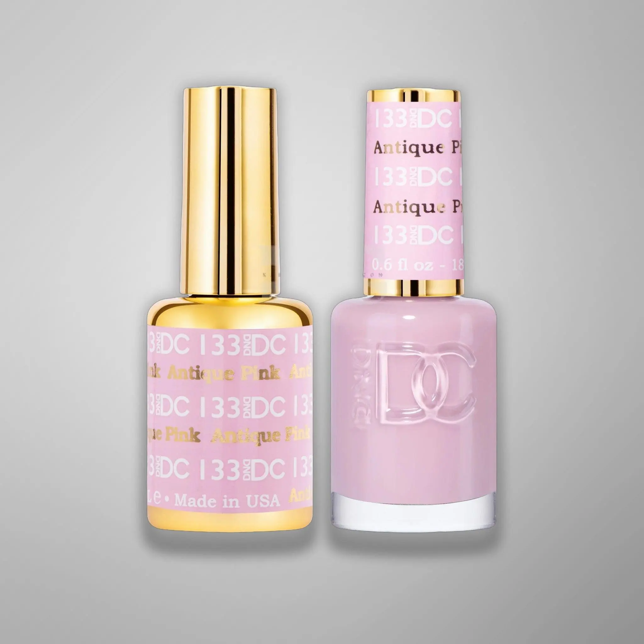 DND DC Duo - 133 Antique Pink - Gel & Matching Lacquer Duo 0.5 oz