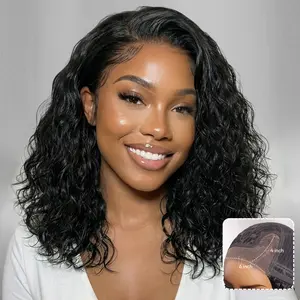 【 C Side Part】UNice 250% Bye-Bye Slip Water Wavy Bob Wig Glueless 6X4 Minimalist Lace Human Hair Wigs Natural Looking Bleached Knots