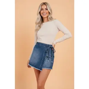 Denim Wrapped Tie Waist Skort