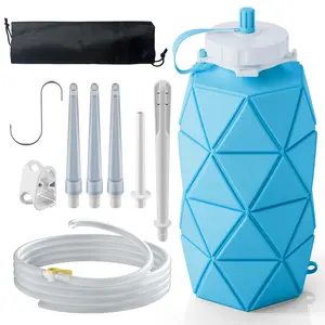 Collapsible Silicone Enema Bag Bottle with 5.2ft Hose, 5 Enema Tips, Controllable Flow Valve – 1.2 L Capacity Coffee enemas kit for Colon Cleanse Men and Women