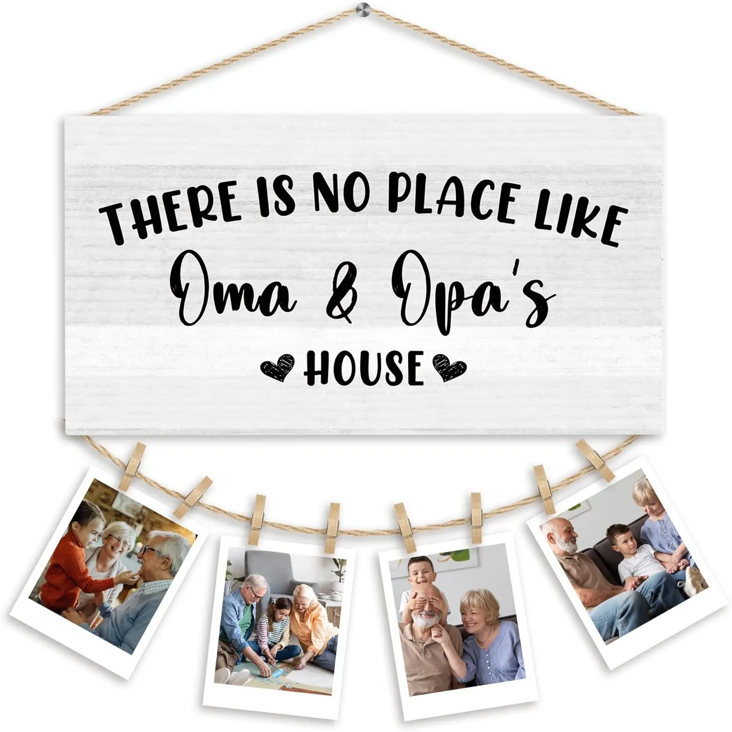 Oma Opa Gifts Picture Frames Photo Holder for Wall, Grandma and Grandpa Mother Day Birthday Gifts for Grandparents from Grandkids Grandchildren Hanging Photo Display for wall Decor