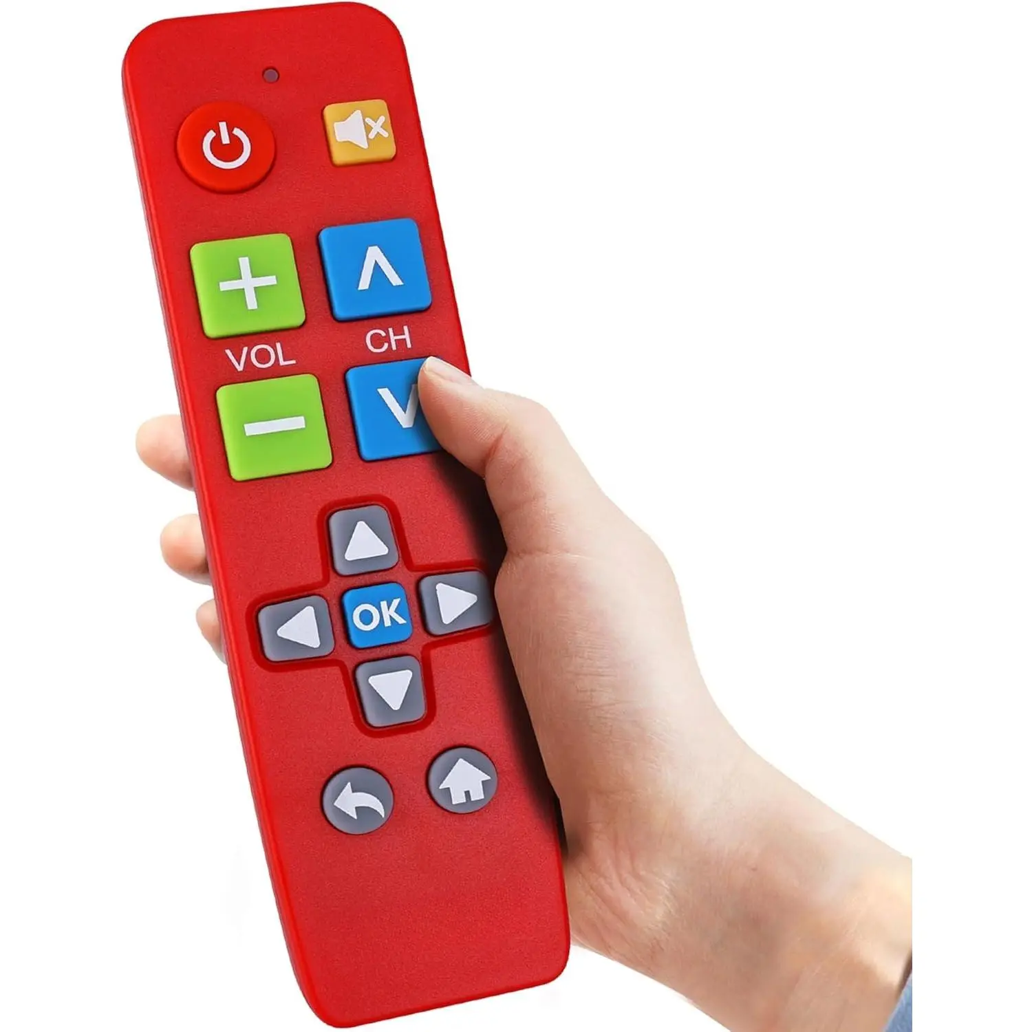 Plus Big Button Universal TV Remote (Red) Simple Easy to Use, Works ...