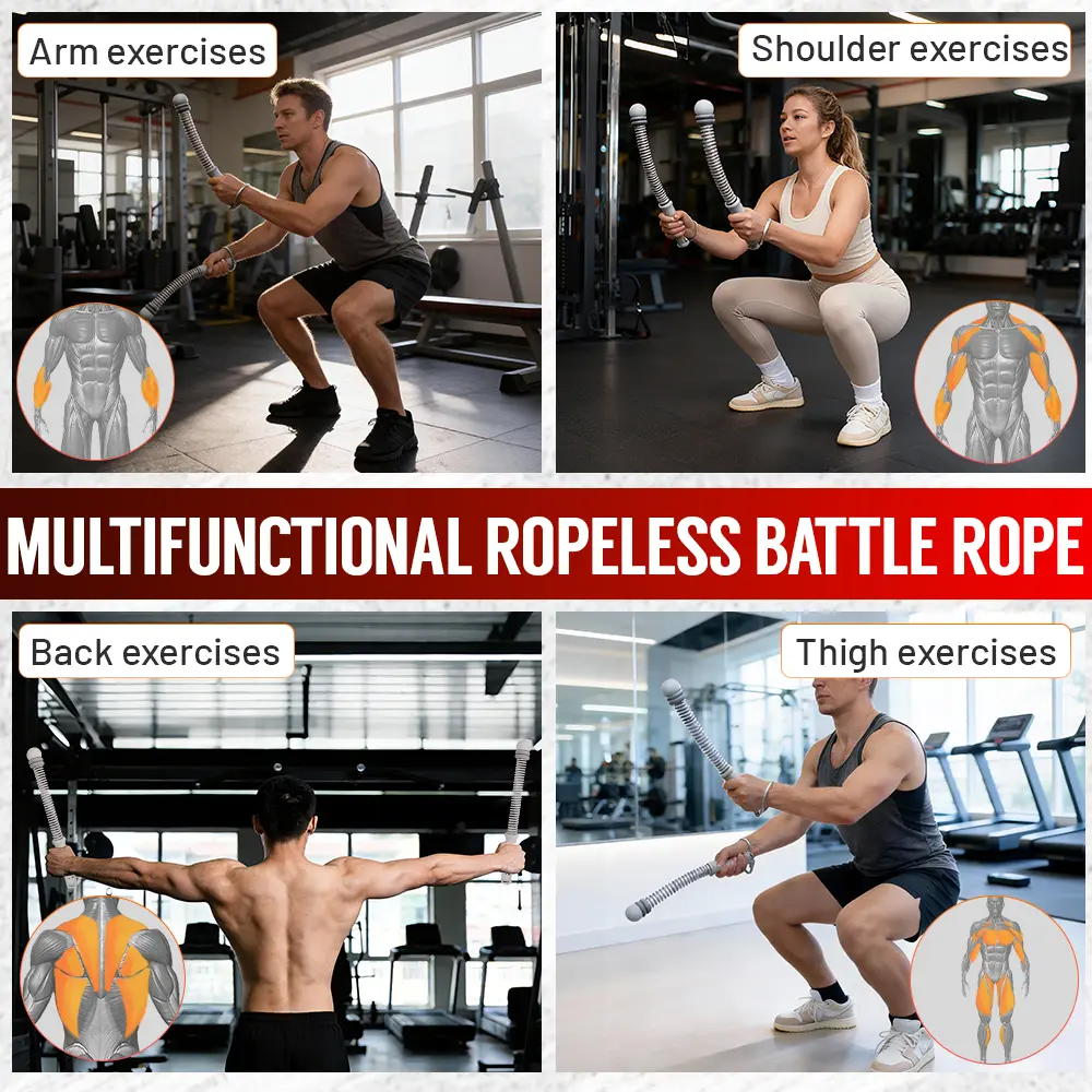 Ropeless Battle Ropes – 2 Pack Portable Effective Heavy Ropes for Hoe
