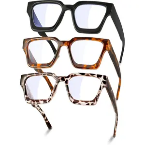 Oversized Blue Light Blocking Glasses for Woman Rectangle Frame Fashion Chic Preppy Anti Eyestrain