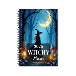 2026 Witch Planning Notebook, Magic and Ritual Book, Astrology Journal, Monthly Calendar Pages, Gothic Style, Stage Tracking
