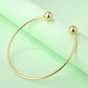 1 Pc Double Ball Shape Cuff Bangle Bracelet Simple Hand Jewelry Decor Adjustable