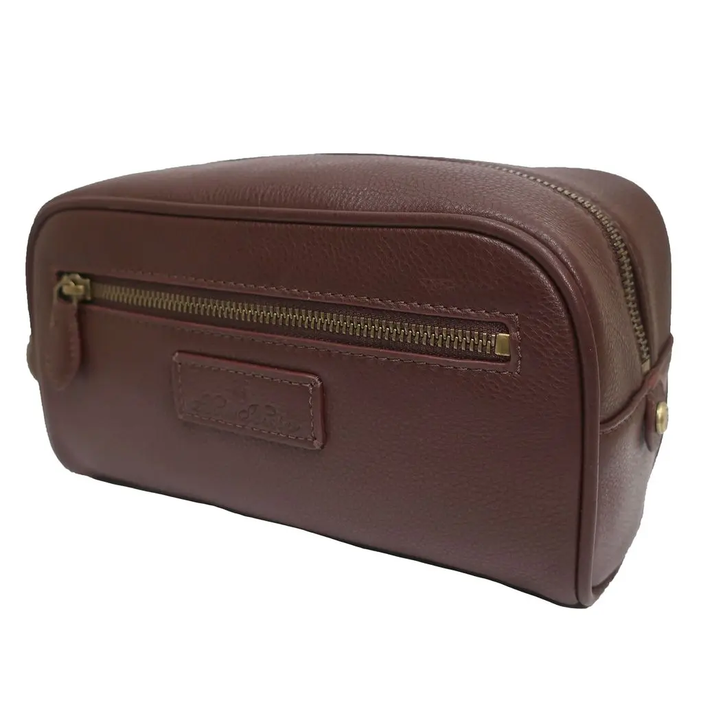 Brooks Brothers Full Grain Leather Travel Kit, Brown