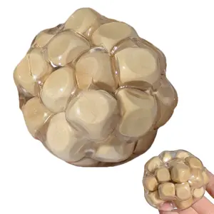 Explorinox (2.76in) Wooden Block Filled Stress Ball Shapeable Anxiety Relief Cube Filling Ball Squeeze Toy Portable Travel Calming Textured Ball Sensory Fidget Toy