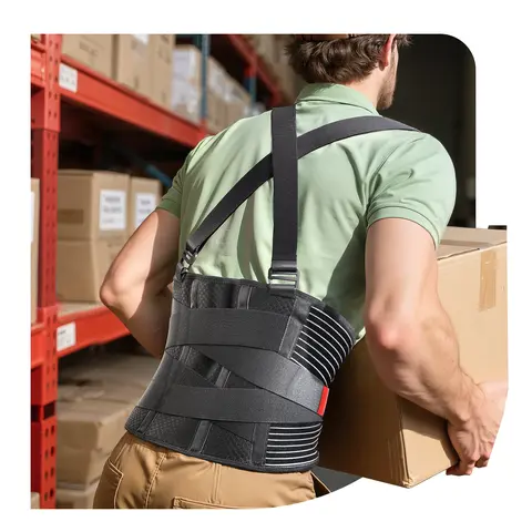 【Upgrade Version】CHANGENOW Ultra Breathable Work Back Brace for Men & Women Lower Back Support Belt with Removable Suspenders - Pain Relief for Lifting, Warehouse, Construction, Moving