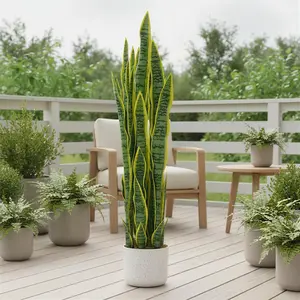 Garvee Sansevieria Artificial - 90 cm - Decoration with Pot - Large Indoor Plant - Decorative Plant for Living Room, Hallway or Entrance