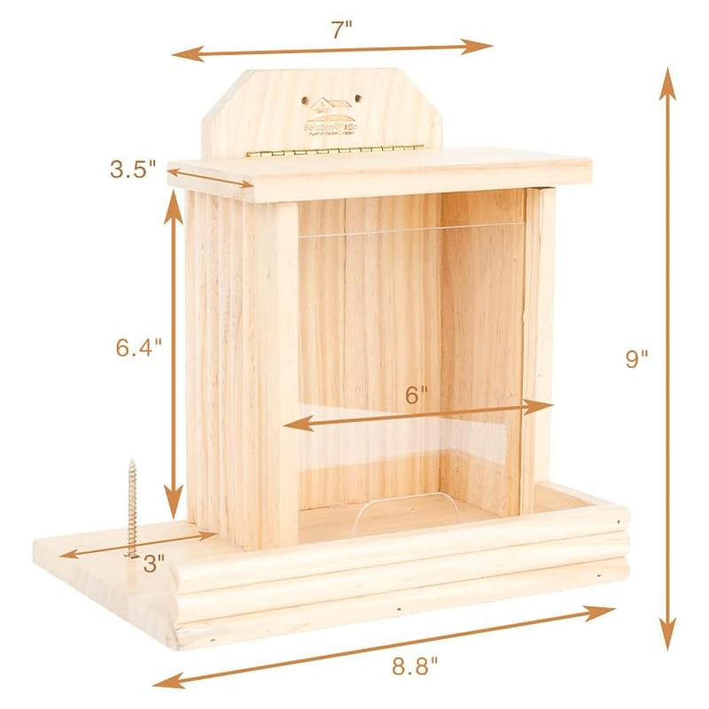 Practical wooden chipmunk squirrel feeding box with corn holder Plexiglas window for maximum viewing Hinged top for easy loading and cleaning