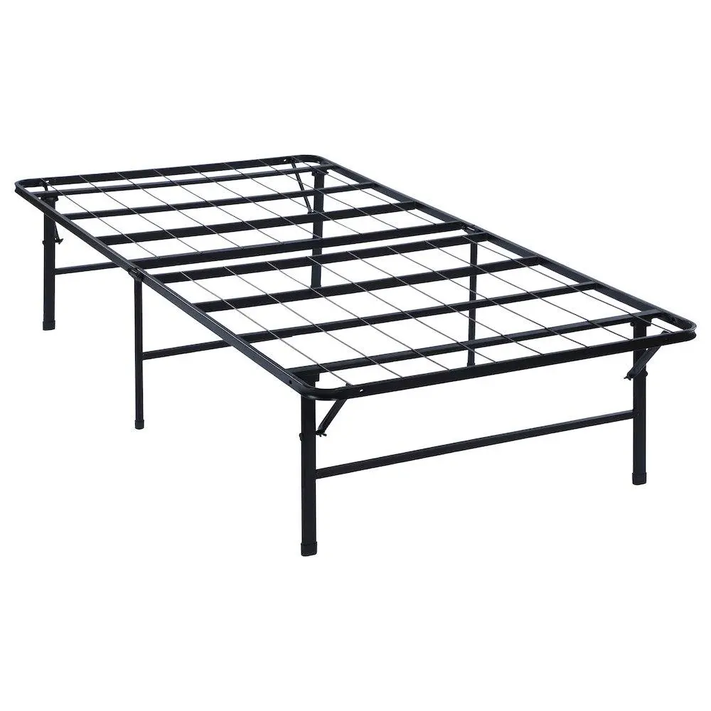 Mabel Minimalist Nick-Resist Coat Steel Twin Foldable Bed Frame - Transitional Platform Design, Strong, High Weight Capacity, Durable Metal Structure, Black Modern Style, Ideal for Company Visits, Multi-Use