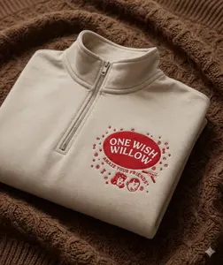 Embroidered One Wish Willow Quarter-Zip Sweatshirt, Obsession 2026 Horror Movie Embroidered Shirt, Fan Gift Merch