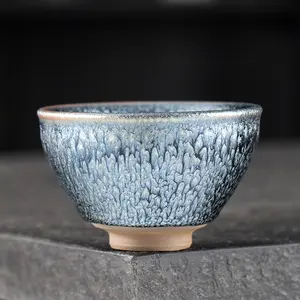 Jianzhan Teacup Handmade Ceracurve Tea Coffee Cup Tea Bowl Chinese Kungfu Teacup Teaware Drinkware Accessory Gift Home Decoration Blue