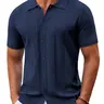 COOFANDY Mens Knit Button Down Shirt Short Sleeve Summer Casual Shirts Vintage Beach Vacation Shirts