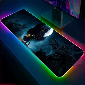 [Sale off up to 65%][Free Ship] Dark Fantasy LED RGB Gaming Mouse Pad, Soulsborne Mousepad, Video Game Inspired, XL Desk Mat, Large Keyboard Mat, Gift for Gamers