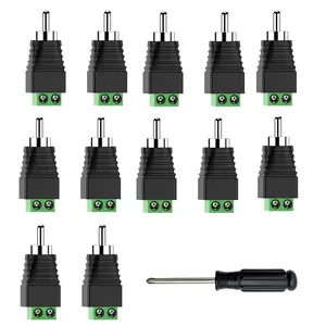 RCA to Speaker Wire Adapter, Phono RCA Male Plug Solderless Converter Audio/Video Speaker Wire Connectors Solderless Adapter - 12 Pack(Package Includes Screwdriver)