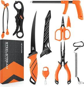 KastKing SteelStream 8PC Fishing Tool Kit – Pliers, Fillet Knife, Fish Gripper, Hook Remover & Fishing Accessories