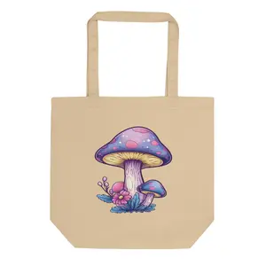 Mythical Mushroom Eco Tote Bag, Cottagecore Tote, Fantasy Cotton Tote Bag