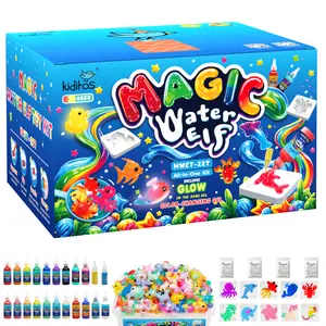 Kiditos Magic Water Elf Kit with 20 Multi-Type Magic Gels & 10 Molds, Create Your Own Squishies Sensory Toys Water Gel Pets, Creative Summer STEM Crafts for Boys & Girls, Birthday Gifts & Party Favors (Model 22T) #SummerVibes