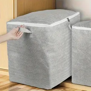 Bohemian Style Foldable Storage Box with Handle, Folding Storage Box, Collapsible Storage Box, Non-Woven Fabric Multi-Purpose Organizer for Clothes Blankets Bedding, Bedroom Closet Use, Clothes Storage Chest