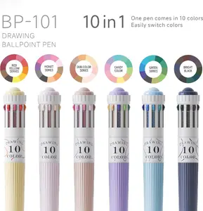 Multicolor Pen, 6PCS 10-in-1 Multicolor Ballpoint Pen Set, 0.8mm Tip Retractable Colored Pens for Drawing and Writing, School Office Art Supplies erasable  gel  pen