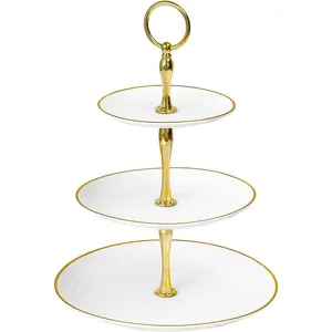 3-Tier Cupcake Stand, Round Plastic Tiered Serving Tray, Cup Cake Tower for Birthday Wedding Party Decoration, Cupcake Tier Stand Fruits Desserts Display (White )