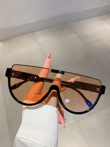 Trendy One-Piece Frame Durable PC Material Sunglasses for Women, Fashion Summer Personality Semicircle Shape Accessories for Everyday Use and Outdoor Activities