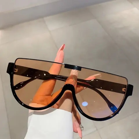 Trendy One-Piece Frame Durable PC Material Sunglasses for Women, Fashion Summer Personality Semicircle Shape Accessories for Everyday Use and Outdoor Activities, Stylish Shades, Trending Glasses