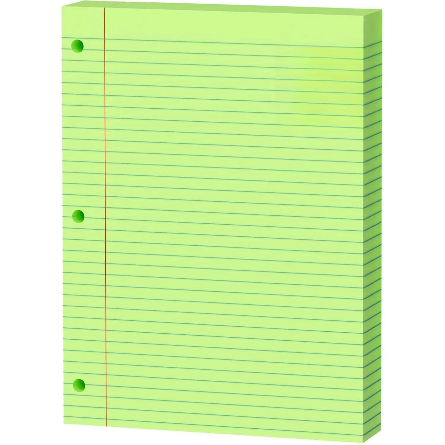 Green Loose Leaf Paper 100 Sheets Colored Filler Paper 8 * 10.5 College Ruled 3-Hole Punched for 3-Ring Binders Notebook Lined 8" x 10.5"