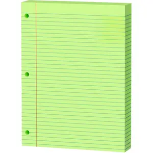 Green Loose Leaf Paper 100 Sheets Colored Filler Paper 8 * 10.5 College Ruled 3-Hole Punched for 3-Ring Binders Notebook Lined 8" x 10.5"