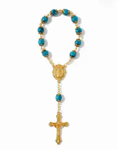 Blue Miraculous Mary One-Decade Rosary  religious bracelet