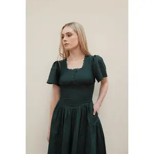 Hymn Dress in Forest | Green Cotton Dress