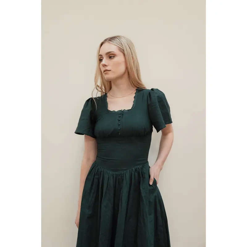 Hymn Dress in Forest | Green Cotton Dress