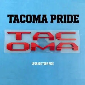 3D Red Tailgate Letters for Toyota Tacoma 2024-2026, OEM-Style Rear Emblem Badge, No-Drill Easy Install ABS Plastic, Weatherproof Truck Bed Decor, Instant Tailgate Upgrade for 4th Gen Tacoma