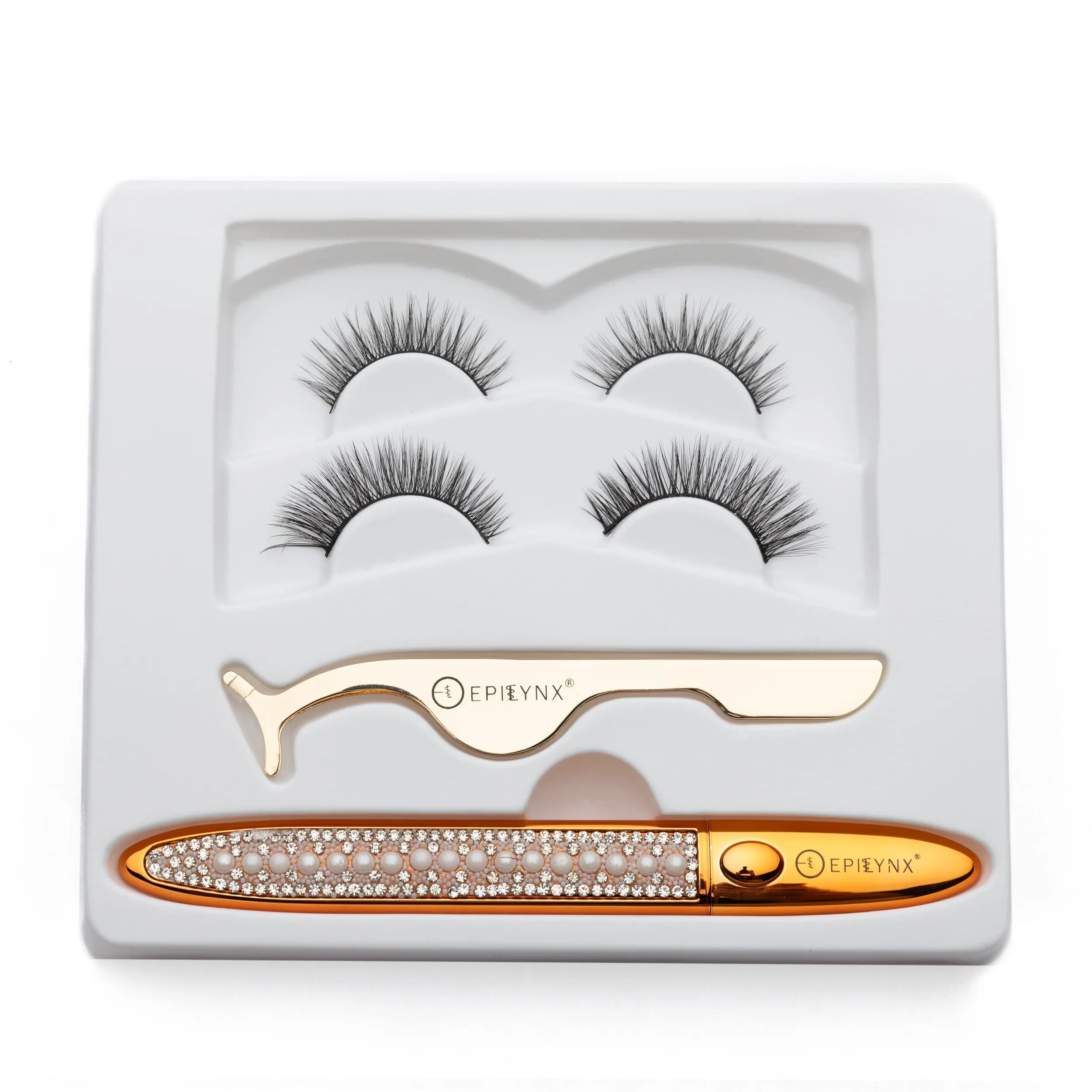 No-Glue False Eyelashes Kit for Beginners - Cosmetic Makeup Set with Waterproof Black Eyeliner Pen, Gluten Free, Vegan, Allergy-Friendly, 2 Pairs Reusable Lashes for Natural Looking Lashes & Dramatic Styles, Mascara