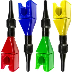 4 PCS Car Fuel Funnels, Retractable Plastic Auto Fuel Funnel Clips with Flexible Hose, Universal Oil Change Funnels for Most Vehicles and Motorcycles, Car Accessories