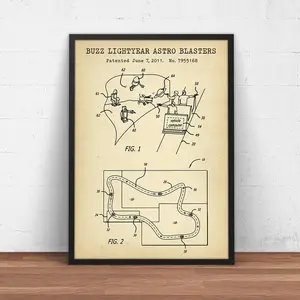 Vintage Buzz Lightyear Astro Blasters Patent Print - Nursery Wall Art And Decor For Movie Fans