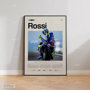 Valentino Rossi Poster, Rossi Yamaha Wall Art, Framed Rossi MotoGP Print, Motorsport Grand Prix Decor, Motorcycle Racing Artwork, Rossi MotoGP