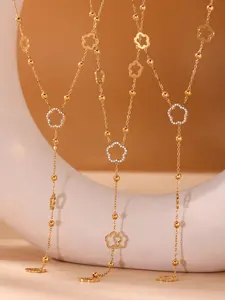 Women's Stainless Steel Y-Shaped Necklace, Chain Jewelry, Elegant Daily Wear Accessory, Perfect Gift for Women